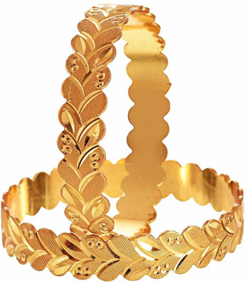 Jewar Mandi Brass Gold-plated Bangle Set(Pack of 2)