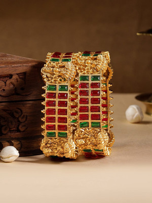 SGA FASHION Alloy Beads Gold-plated Bangle Set(Pack of 2)