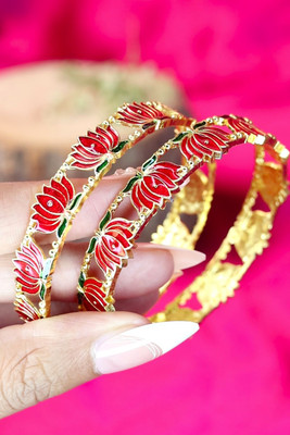 Swarnaari Brass Gold-plated Bangle Set(Pack of 2)