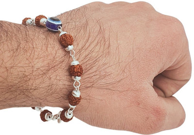 DYAMOR JEWELLERY Rudraksha, Evil Eye Silver Charm Bracelet