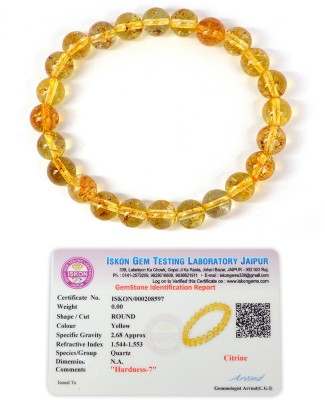 REIKI CRYSTAL PRODUCTS Stone, Citrine + Golden Beads, Crystal Bracelet