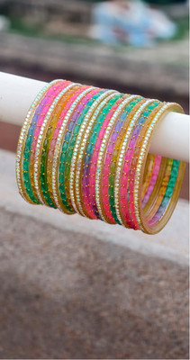 DIVINE GLASS Glass Cubic Zirconia Bangle Set(Pack of 20)