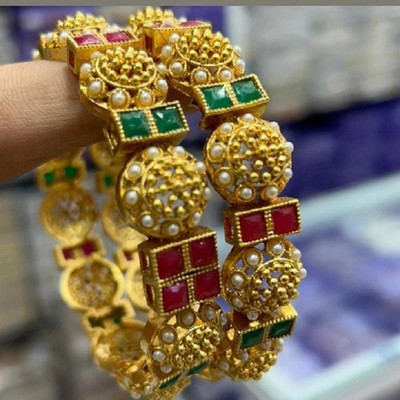 DENICRAAS Alloy Gold-plated Bangle Set(Pack of 2)