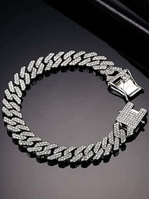 JIMOR Stainless Steel Cubic Zirconia Silver Coated Bracelet