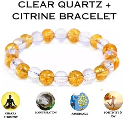 VIBESLE Crystal, Citrine, Clear Quartz Beads Charm Bracelet
