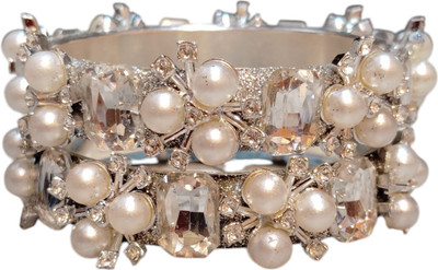 Star Jewels Alloy Silver Bangle Set(Pack of 2)