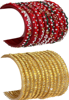 AFAST Glass Crystal Enamel Bangle Set(Pack of 10)
