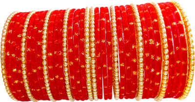 RIJB Glass Pearl Bangle Set(Pack of 34)