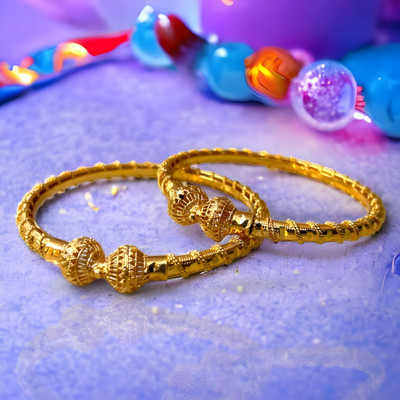 maa sitala store Brass Gold-plated Kada(Pack of 2)