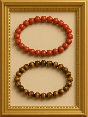 SPYRONIX REAL TREASURE Tiger's Eye, Red Quartz Bracelet(Pack of 2)