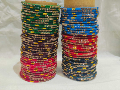 SHREE BIJAY Glass Brass Bangle Set