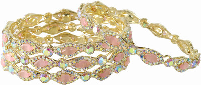LAVAZZA Metal Diamond, Zircon Bangle Set(Pack of 4)
