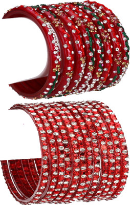 AFAST Glass Crystal Enamel Bangle Set(Pack of 10)