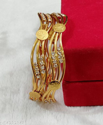 HouseOfCommon Brass Gold-plated Bangle Set(Pack of 2)