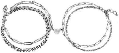 JS Enterprises Stainless Steel Sterling Silver Bracelet Set(Pack of 2)