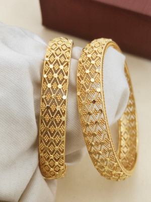 Kriva Trading Alloy Gold-plated Bangle(Pack of 2)