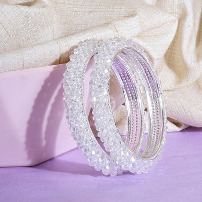 kewai Metal Cubic Zirconia Bangle Set(Pack of 2)