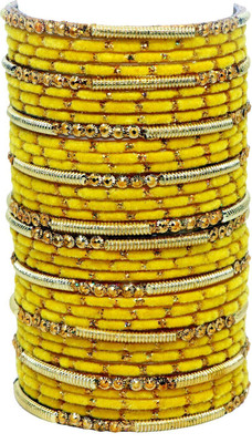 RADHA MOHAN EMPIRE Fabric, Glass Bangle Set(Pack of 34)