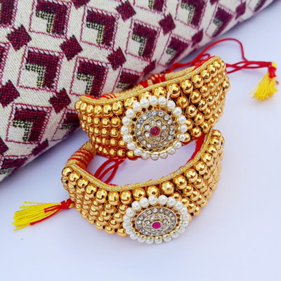 Dhanlaxmi Creation Alloy Beads Gold-plated Bracelet Set(Pack of 2)