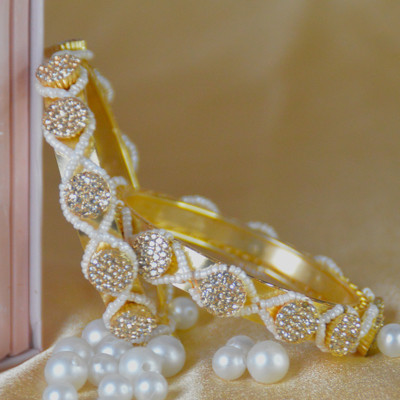 AFWY Metal Cubic Zirconia Gold-plated Bracelet Set(Pack of 2)