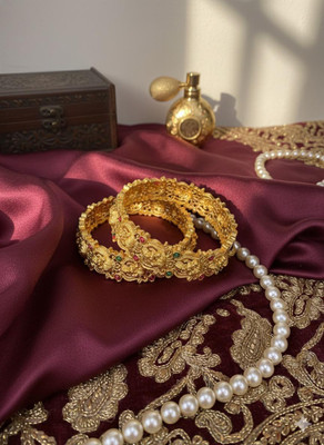 ZOVYA Brass, Alloy Gold-plated Bangle Set(Pack of 2)