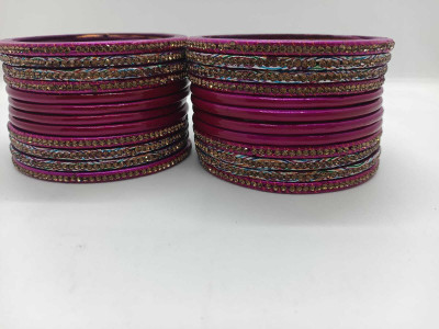 LUCKY SUHAG CHURA Stone, Lac Bangle Set(Pack of 24)