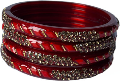 Karaavi Glass Crystal Bangle Set(Pack of 4)
