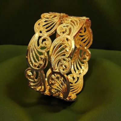 Dressberry Brass Diamond Gold-plated Bangle Set(Pack of 2)