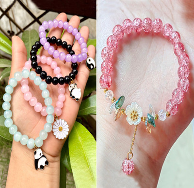 Ennygacessories Glass Beads Bracelet(Pack of 5)