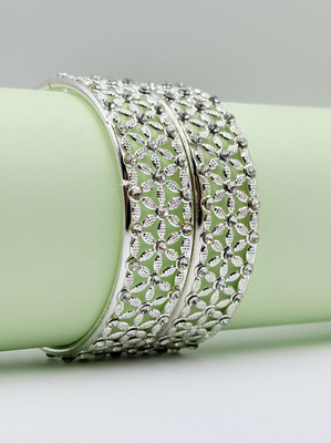 kewai Metal Cubic Zirconia Bangle Set(Pack of 2)