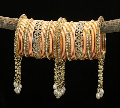 Rijoli Metal Zircon Gold-plated Bangle Set(Pack of 42)