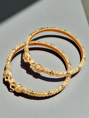 Sangria Brass Diamond Gold-plated Bangle Set(Pack of 2)