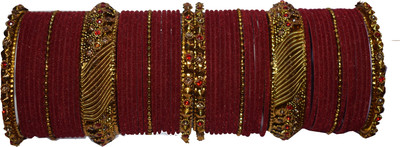 OJHA Alloy Beads, Zircon Gold-plated Bangle Set(Pack of 10)