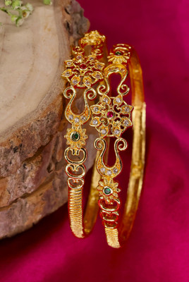 Swarnaari Brass Gold-plated Bangle Set(Pack of 2)