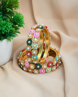 ShiyaShree Brass Gold-plated Bangle Set(Pack of 4)