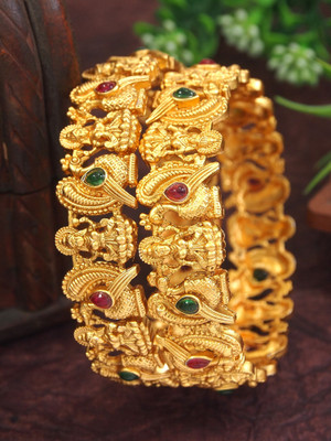 OrnaDzn Zevellery Alloy Beads Gold-plated Bangle Set(Pack of 2)