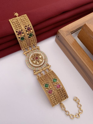 AMAA JEWELS Alloy Emerald, Ruby Gold-plated Bracelet