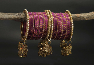 Amika Metal Zircon Gold-plated Bangle Set(Pack of 42)