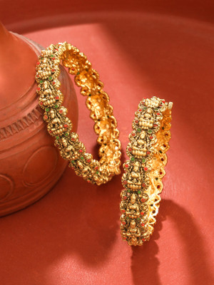 YELLOW CHIMES Brass Gold-plated Bangle Set(Pack of 2)