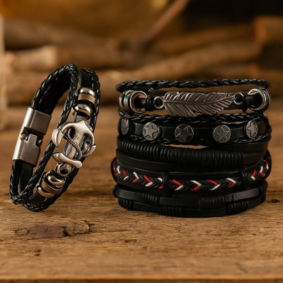 impression Leather Bracelet Set(Pack of 5)