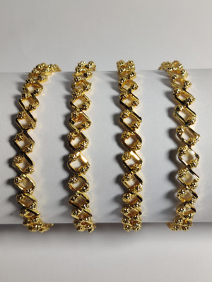 Divine Arts Brass Gold-plated Bangle Set(Pack of 4)