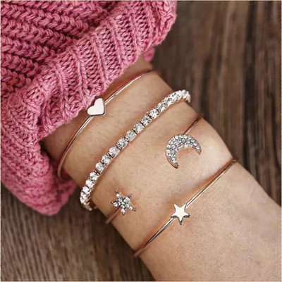 JDENTERPRISES Alloy Cubic Zirconia Gold-plated Bracelet Set(Pack of 4)
