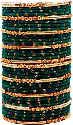 RADHA MOHAN EMPIRE Fabric, Glass Bangle Set(Pack of 34)