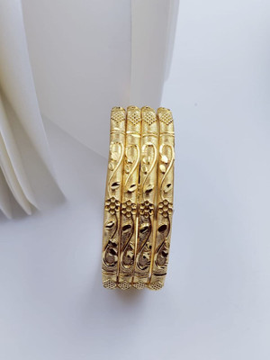 Yuktira Collection Brass Gold-plated Bangle(Pack of 4)