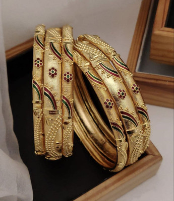 Shree Fashions World Brass Gold-plated Bangle Set(Pack of 6)