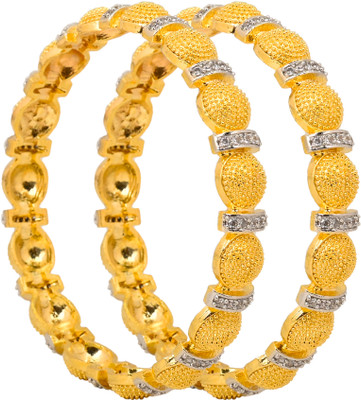 Zevarly Alloy Zircon Gold-plated Bangle Set(Pack of 2)