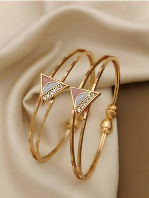 TINALIVA Brass Crystal Gold-plated Bangle(Pack of 2)