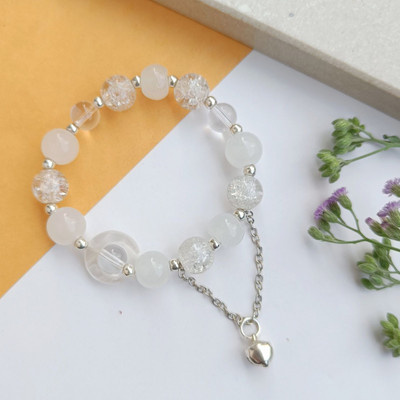 FHF Stone, Crystal, Glass Agate Charm Bracelet