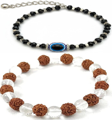 HouseOfCommon Crystal, Rudraksha, Alloy Bracelet(Pack of 2)