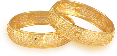 VIGHNAHARTA Brass Gold-plated Bangle Set(Pack of 2)